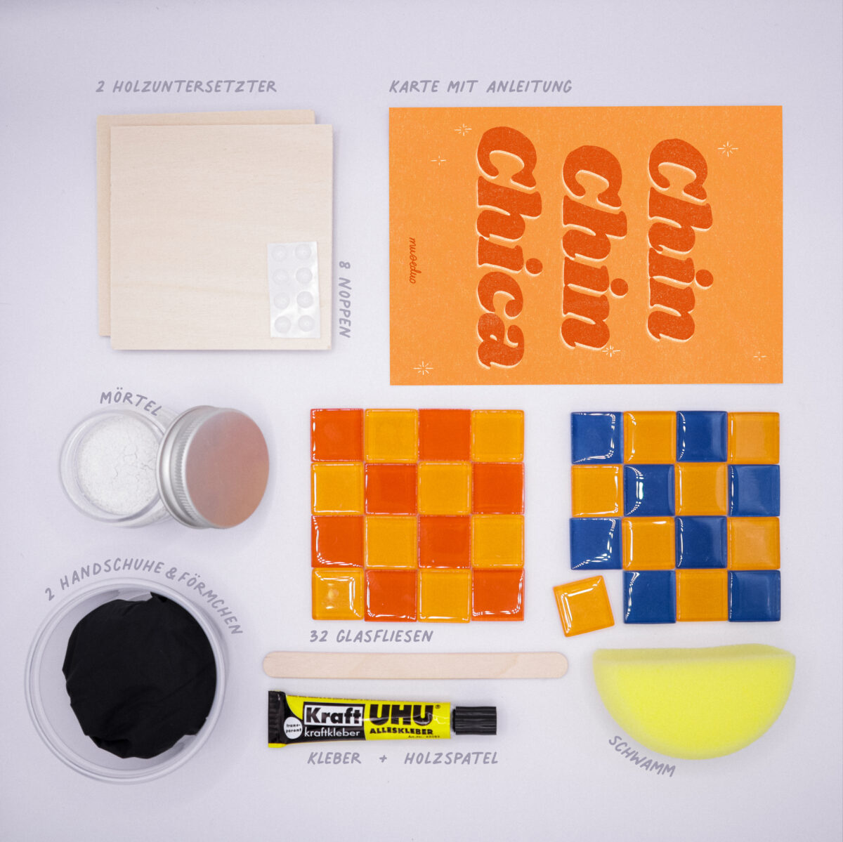 DIY Fliesen-Untersetzer Set – Funky Orange – Bild 2