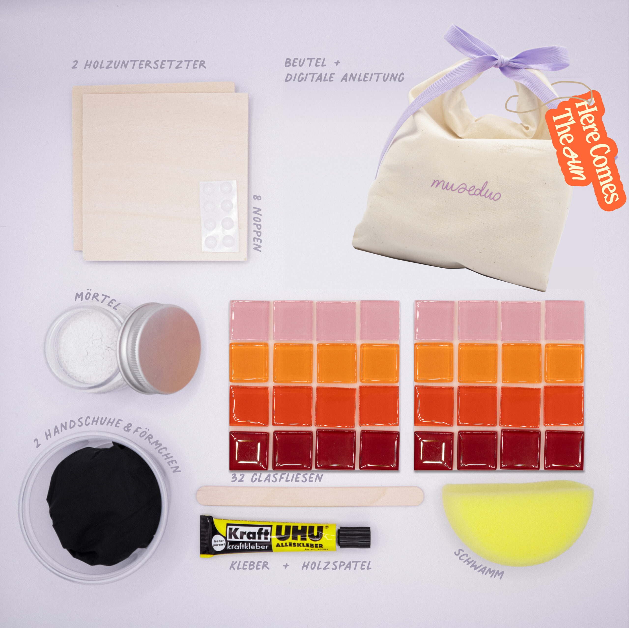 DIY Fliesen-Untersetzer Set – Sunrise Cocktail – Bild 2